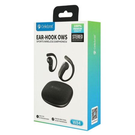 Celebrat earphones με θήκη φόρτισης W84, OWS, 13mm, 30/300mAh, μαύρα – φωτογραφία 5