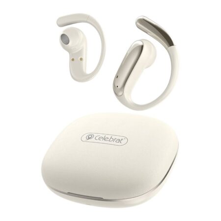 Celebrat earphones με θήκη φόρτισης W84, OWS, 13mm, 30/300mAh, μπεζ
