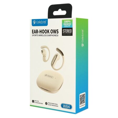 Celebrat earphones με θήκη φόρτισης W84, OWS, 13mm, 30/300mAh, μπεζ – φωτογραφία 5