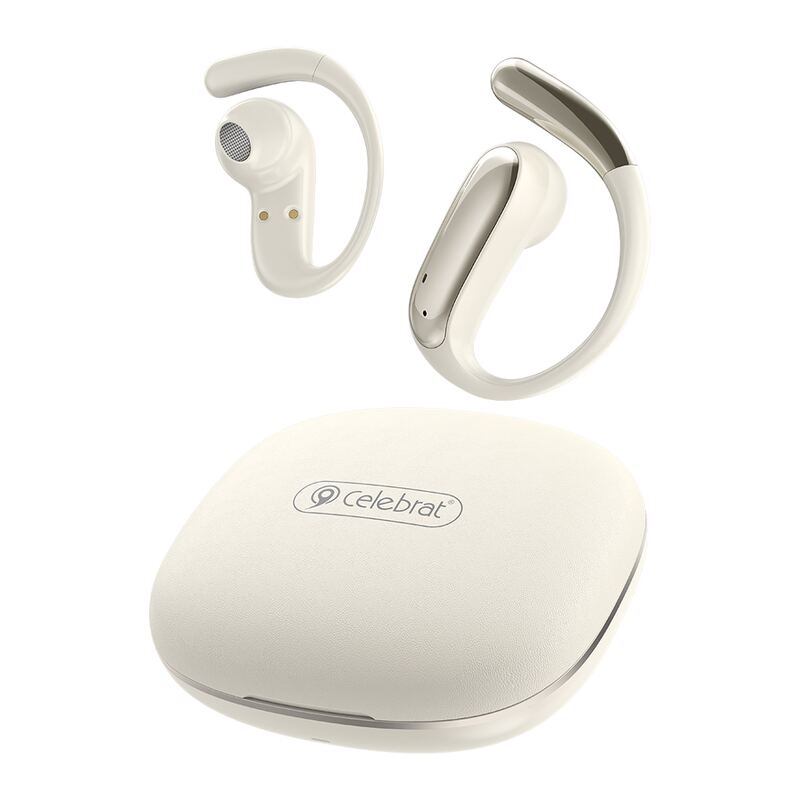 Celebrat earphones με θήκη φόρτισης W84, OWS, 13mm, 30/300mAh, μπεζ