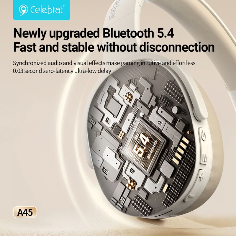 Celebrat headphones A45, ασύρματα & ενσύρματα, micro SD, 40mm, 250mAh, μπεζ – φωτογραφία 5