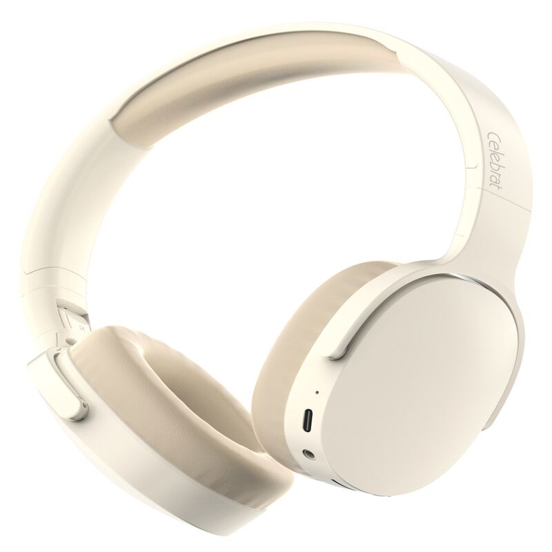 Celebrat headphones A45, ασύρματα & ενσύρματα, micro SD, 40mm, 250mAh, μπεζ
