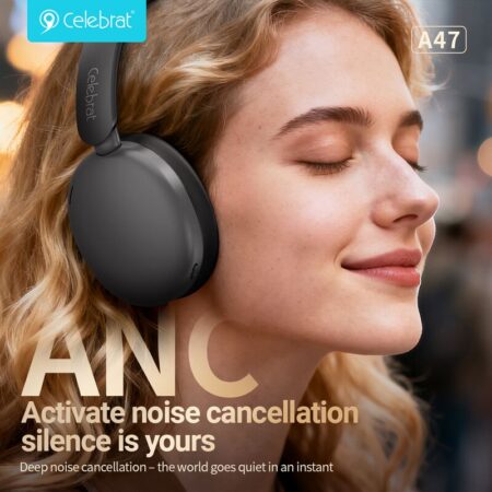 Celebrat headphones A47, ασύρματα & ενσύρματα, 40mm, 400mAh, ANC, γκρι – φωτογραφία 2