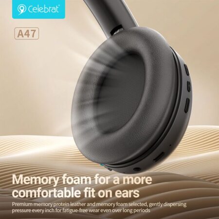 Celebrat headphones A47, ασύρματα & ενσύρματα, 40mm, 400mAh, ANC, γκρι – φωτογραφία 3