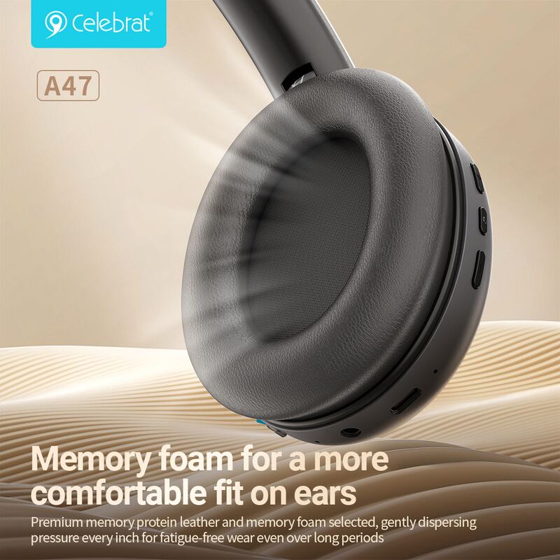 Celebrat headphones A47, ασύρματα & ενσύρματα, 40mm, 400mAh, ANC, γκρι – φωτογραφία 3