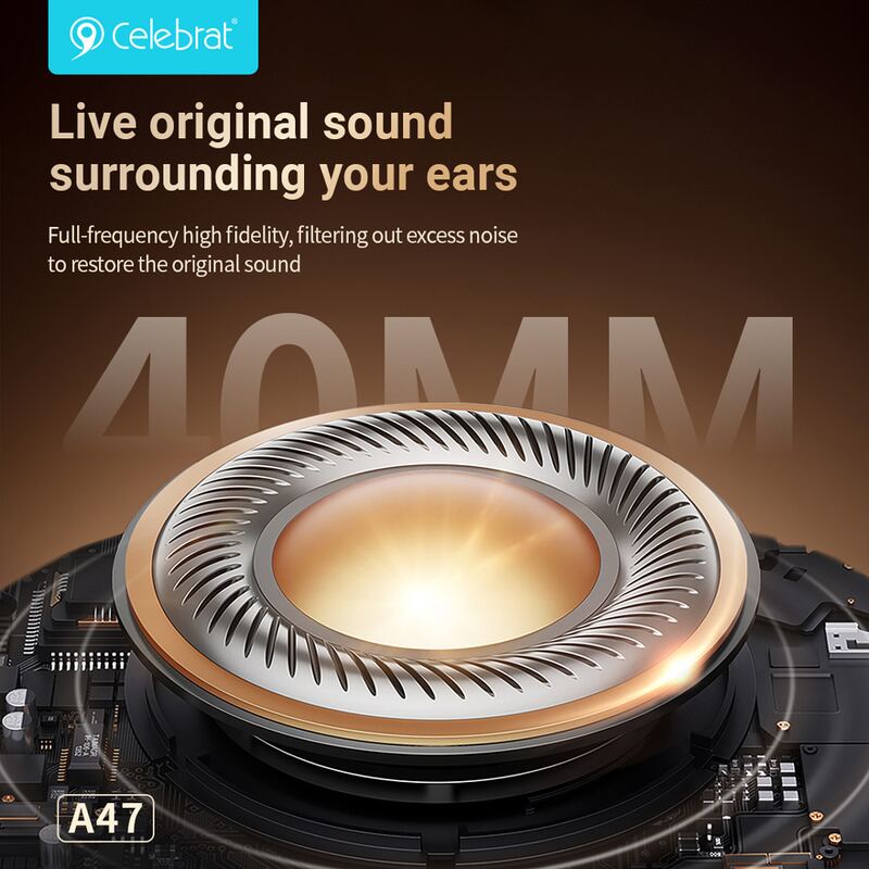 Celebrat headphones A47, ασύρματα & ενσύρματα, 40mm, 400mAh, ANC, γκρι – φωτογραφία 4