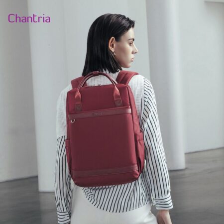 Chantria γυναικεία τσάντα πλάτης CB00639 με θήκη laptop 14", 12.5L, κόκκινη – φωτογραφία 2