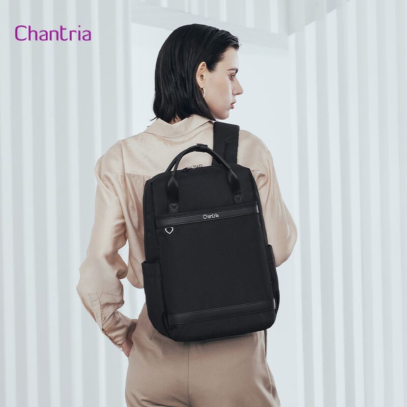 Chantria γυναικεία τσάντα πλάτης CB00639 με θήκη laptop 14", 12.5L, μαύρη – φωτογραφία 2