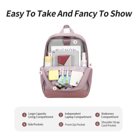 Chantria γυναικεία τσάντα πλάτης CB00648 με θήκη laptop 14.3L", 14L, μωβ – φωτογραφία 3