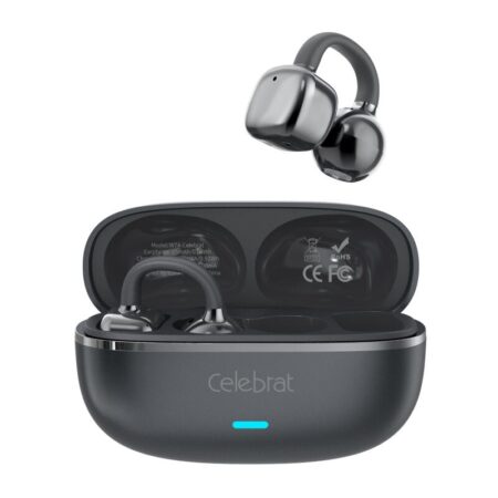 Celebrat earphones με θήκη φόρτισης W74, OWS, 10mm, 25/250mAh, μαύρα