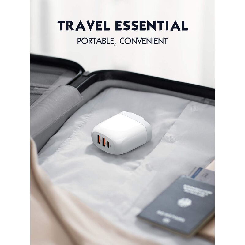 Ldnio φορτιστής τοίχου A3511Q με καλώδιο, USB-C/2x USB, 65W, GaN, λευκός – φωτογραφία 7