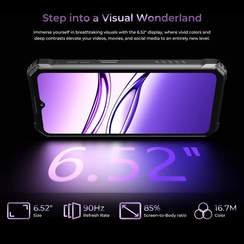 Oukitel smartphone G7, 6.52", 4/128GB, 10600mAh, IP68/IP69K/MIL-STD 810H, μαύρο – φωτογραφία 7
