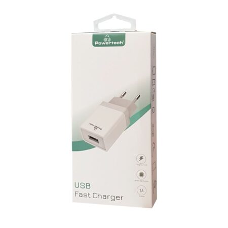 Powertech φορτιστής τοίχου PT-759, USB, 1A, λευκός – φωτογραφία 2