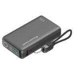 Powertech power bank PT-1639 με οθόνη & καλώδιο, 10000mAh, 65W, γκρι