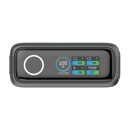 Powertech power bank PT-1639 με οθόνη & καλώδιο, 10000mAh, 65W, γκρι – φωτογραφία 2