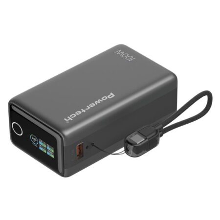 Powertech power bank PT-1640 με οθόνη & καλώδιο, 20000mAh, 100W, γκρι
