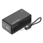 Powertech power bank PT-1642 με οθόνη & καλώδιο, 20000mah, 22.5W, μαύρο