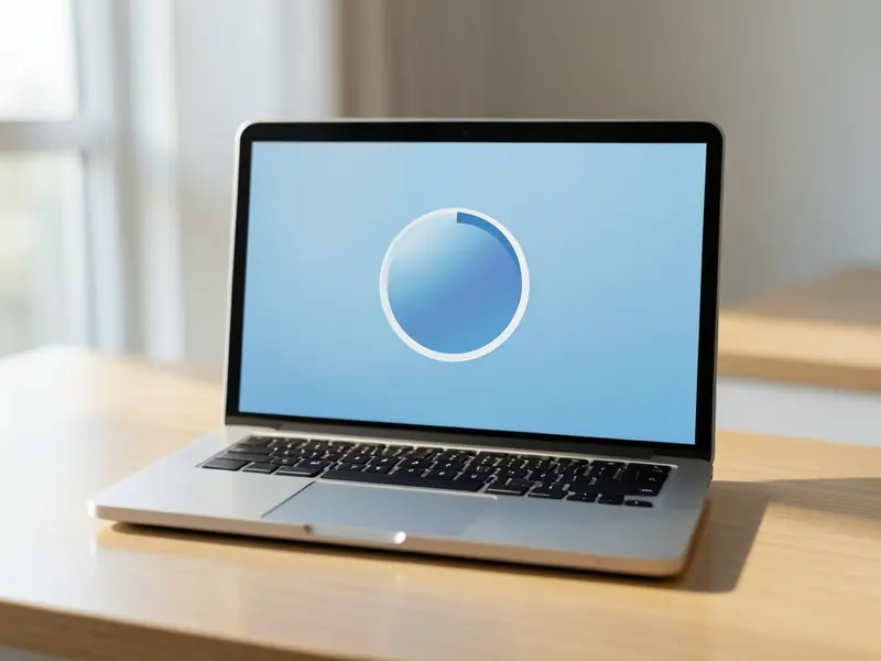 Laptop με οθόνη ενημέρωσης σε εξέλιξη