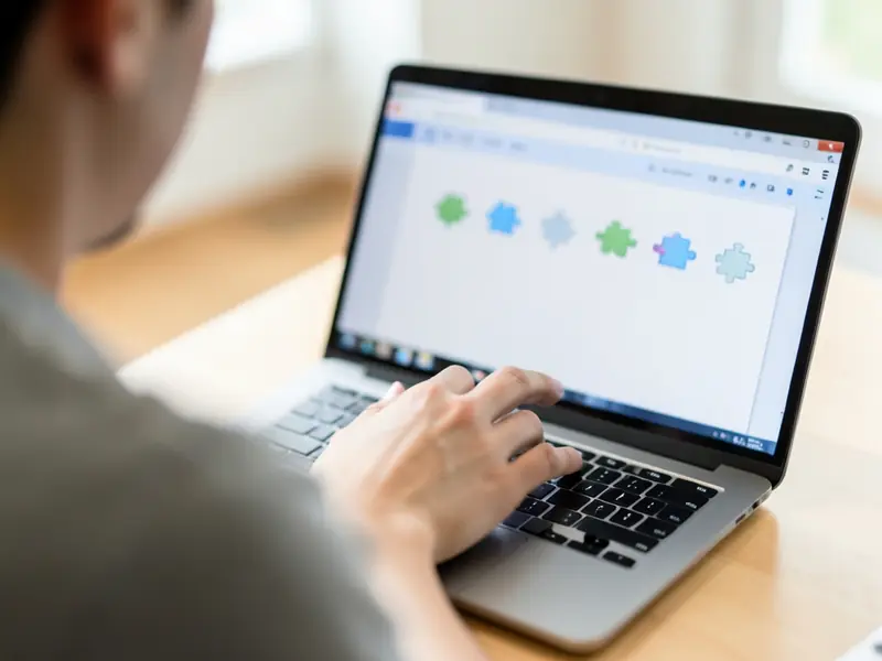 Browser με εικονίδια επεκτάσεων σε οθόνη laptop