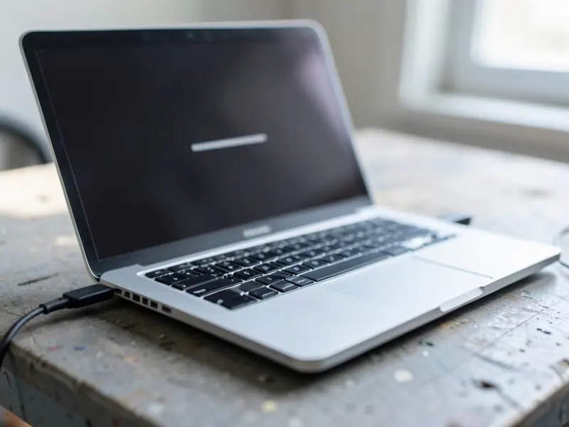 Laptop με μπάρα σάρωσης στην οθόνη